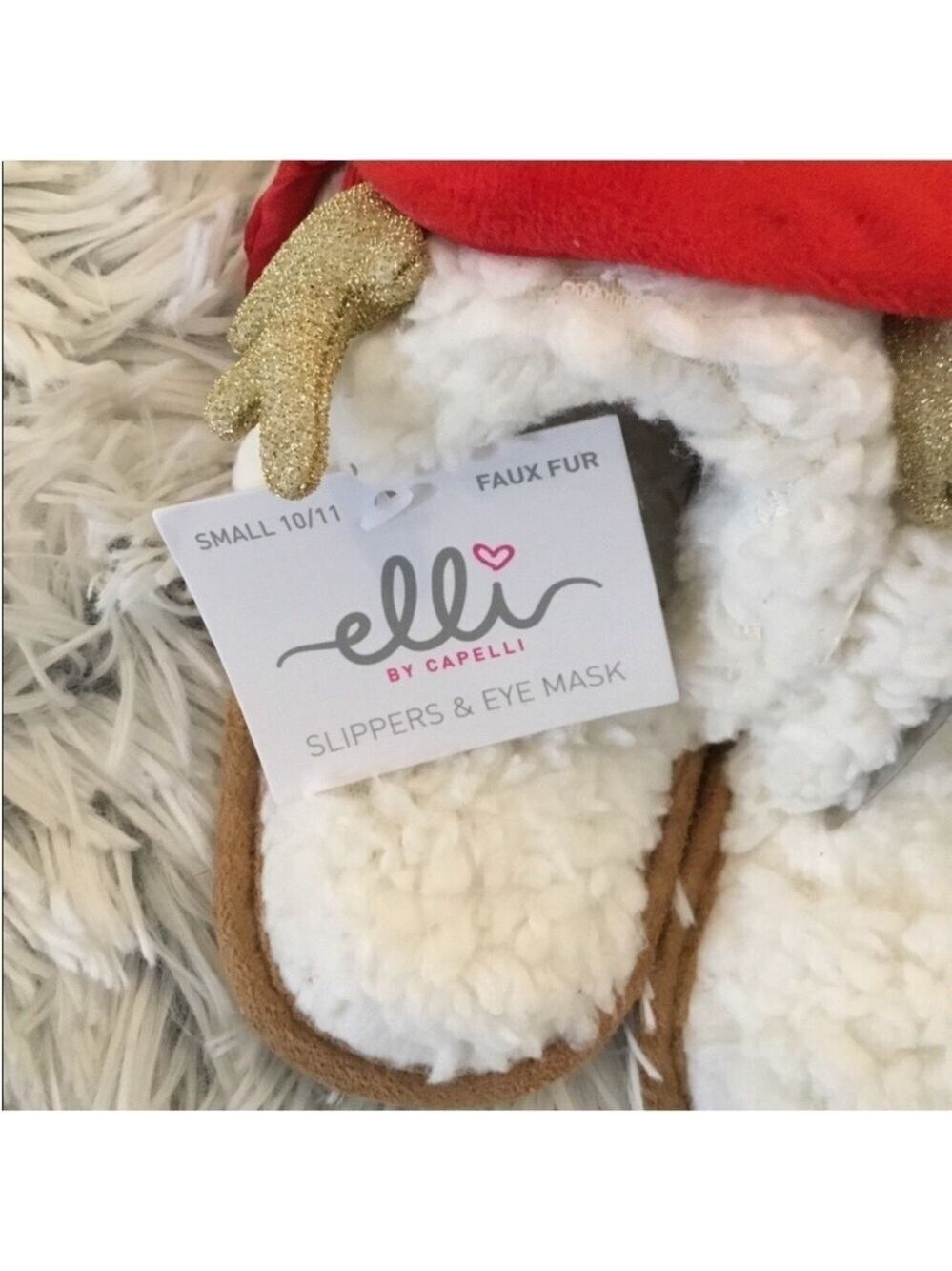 Elli by Capellini of New York Santa squad  slippers & eye mask girls S - Picture 9 of 9